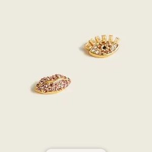 Pavé eye and lip stud earrings
